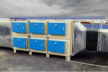 Microwave UV oxidation units installed with ductwork on site
