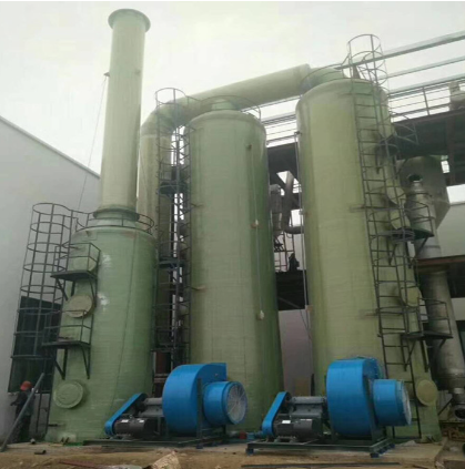 FRP scrubber towers for hydrogen sulfide wastewater odor treatment
